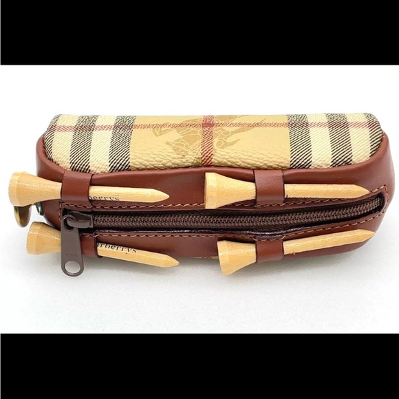 Auth Burberry Nova Check Brown Golf Ball Pin Marker Pouch with box - Picture 9 of 11